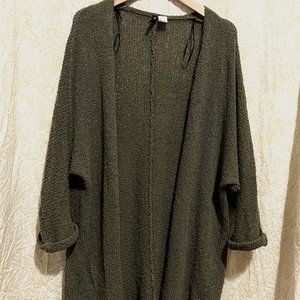 Woman's green cardigan